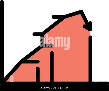 Regression business icon. Outline regression business vector icon color flat isolated Stock Vector