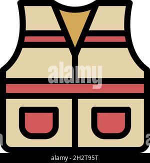 Hiking vest icon. Outline hiking vest vector icon color flat isolated Stock Vector