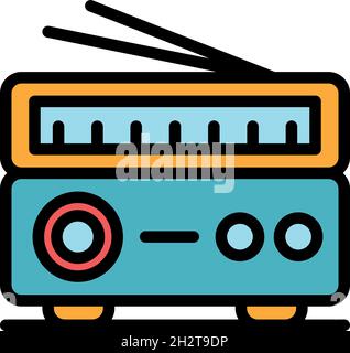 Fake radio news icon. Outline fake radio news vector icon color flat isolated Stock Vector