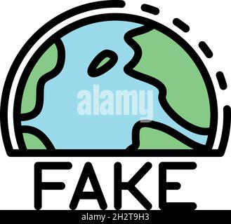 Fake international news icon. Outline fake international news vector icon color flat isolated Stock Vector