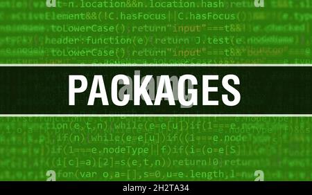 software packages with Binary code digital technology background ...