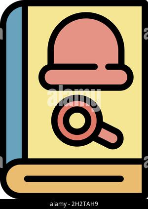 Detective novel icon. Outline detective novel vector icon color flat isolated Stock Vector