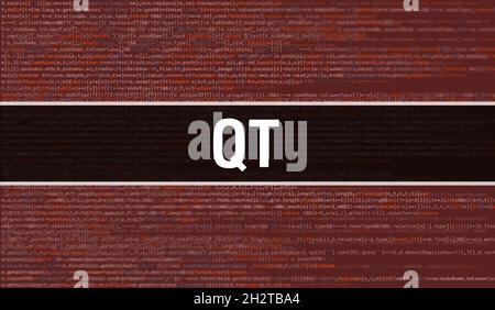 QT with Abstract Technology Binary code Background.Digital binary data ...