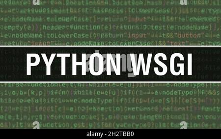 Python WSGI with Binary code digital technology background. Abstract background with program code and Python WSGI. Programming and coding technology b Stock Photo