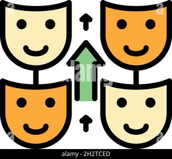 Self control mask icon. Outline self control mask vector icon color flat isolated Stock Vector