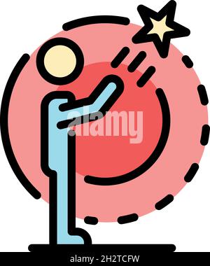 Star explore skill icon. Outline star explore skill vector icon color flat isolated Stock Vector
