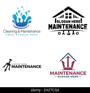 Cleaning maintenance service home logo design  Stock Vector