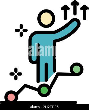 Self work progress icon. Outline self work progress vector icon color flat isolated Stock Vector