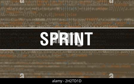 SPRINT text written on Programming code abstract technology background ...