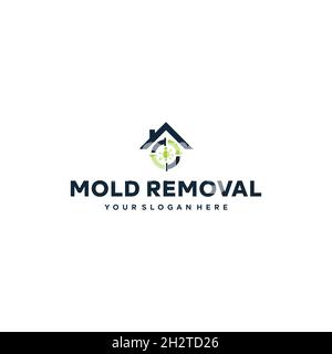 modern MOLD REMOVAL virus roof chimney logo design Stock Vector