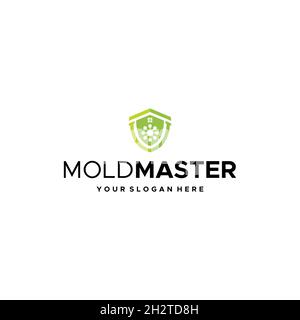 flat MOLDMASTER virus home security logo design Stock Vector