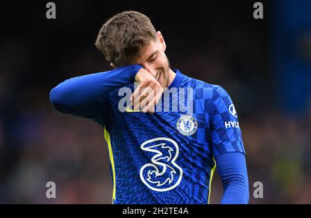 London, UK. 23rd Oct, 2021. 23 October 2021 - Chelsea v Norwich City - Premier League - Stamford Bridge Chelsea's Mason Mount during the match at Stamford Bridge. Picture Credit : Credit: Mark Pain/Alamy Live News Stock Photo