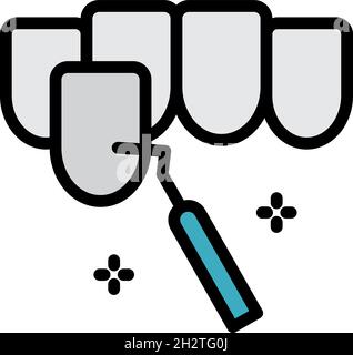 Teeth and dental instrument icon. Outline teeth and dental instrument vector icon color flat isolated Stock Vector