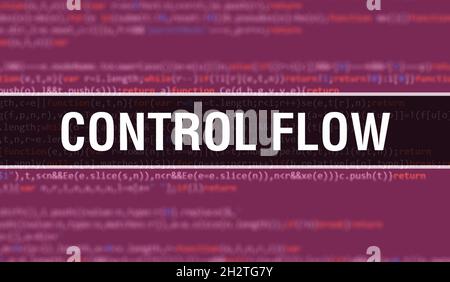 Control flow with Abstract Technology Binary code Background.Digital ...