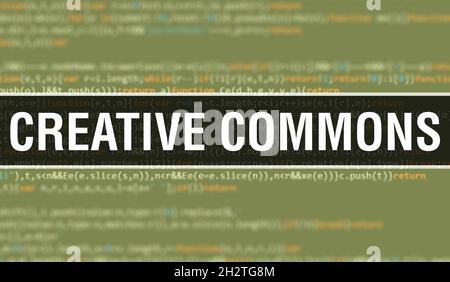 Creative Commons text written on Programming code abstract technology background of software developer and Computer script. Creative Commons concept o Stock Photo