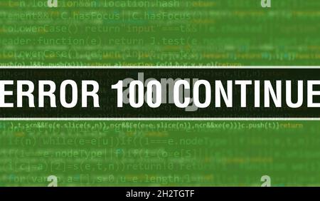 Error 100 with Binary code digital technology background. Abstract ...