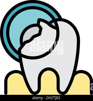 Tooth pathology icon. Outline tooth pathology vector icon color flat isolated Stock Vector