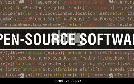 software development concept - open source word cloud on a binary ...