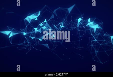 Abstract geometric background of triangular cells. Tech connections concept. Stock Photo