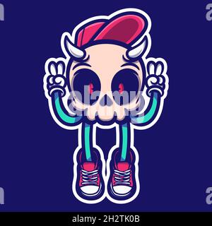 OLD SKULL POP ART ILLUSTRATION Stock Vector