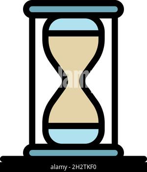 Mission hourglass icon. Outline mission hourglass vector icon color flat isolated Stock Vector
