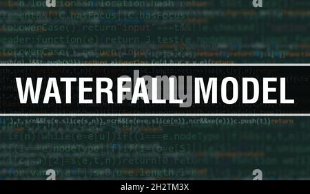 Waterfall with Digital java code text. Waterfall and Computer software ...