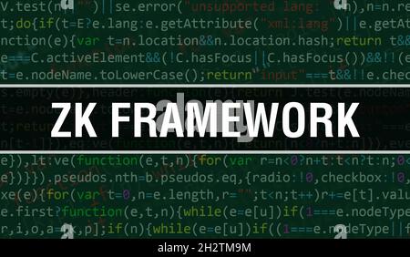 ZK text written on Programming code abstract technology background of ...