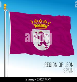 Leon regional and historical flag, Kingdom of Spain, European Union Stock Vector