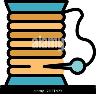 Sewing thread icon. Outline sewing thread vector icon color flat isolated Stock Vector