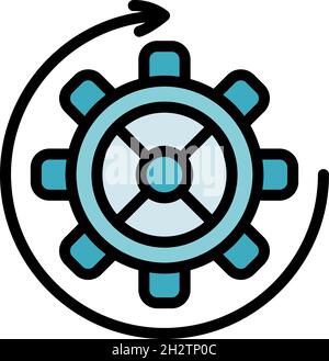 Watch gear wheel icon. Outline watch gear wheel vector icon color flat isolated Stock Vector
