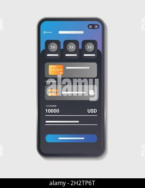 Money transfer color flat element on a gray background. Online payments in smartphone. Sign for web page, app. UI UX GUI design element. Stock Vector