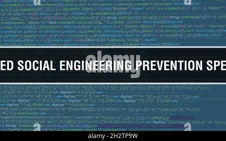 Certified Social Engineering Prevention Specialist text written on Programming code abstract technology background of software developer and Computer Stock Photo