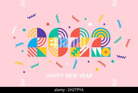 2022 New Year banner,numbers from geometric shapes Stock Vector