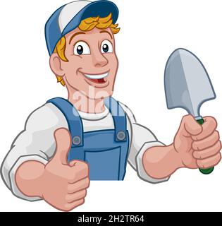 Gardener Cartoon Garden Spade Handyman Farmer Stock Vector