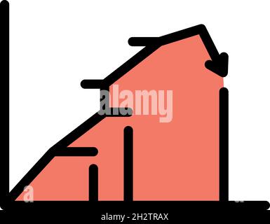 Regression business icon. Outline regression business vector icon color flat isolated Stock Vector