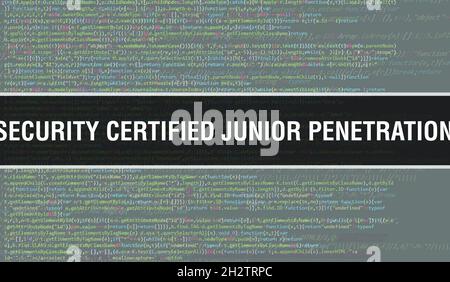 eLearnSecurity Certified Junior Penetration Tester with Abstract Technology Binary code Background.Digital binary data and Secure Data Concept. Softwa Stock Photo