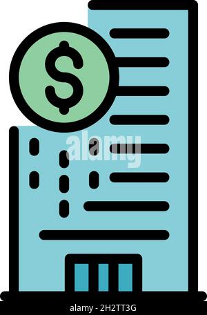 Crowdfunding building icon. Outline crowdfunding building vector icon color flat isolated Stock Vector