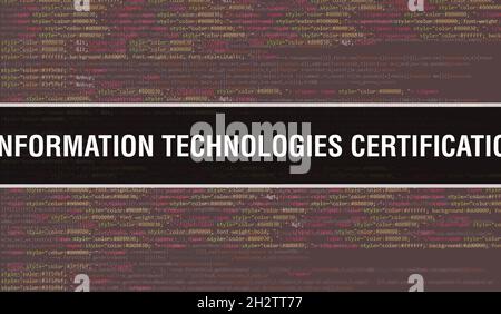 European Information Technologies Certification Academy with Binary code digital technology background. Abstract background with program code and Euro Stock Photo