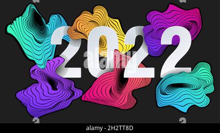 2022 Happy New Year Creative cover. Abstract color liquid shape. Stock Vector