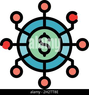 Crowdfunding scheme icon. Outline crowdfunding scheme vector icon color flat isolated Stock Vector