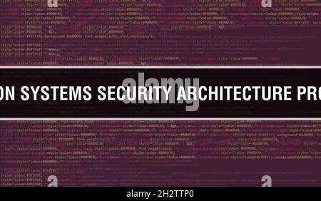 Information Systems Security Architecture Professional with Binary code digital technology background. Abstract background with program code Stock Photo
