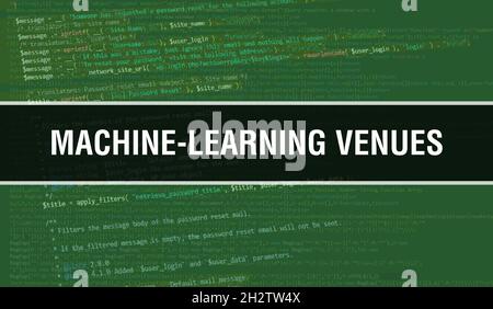 Machine-learning venues concept illustration using code for developing programs and app. Machine-learning venues website code with colourful tags in b Stock Photo