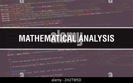 Mathematical analysis text written on Programming code abstract technology background of software developer and Computer script. Mathematical analysis Stock Photo