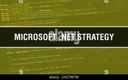 Microsoft .NET strategy text written on Programming code abstract technology background of software developer and Computer script. Microsoft .NET stra Stock Photo