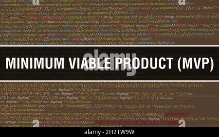 Minimum Viable Product (MVP) with Abstract Technology Binary code Background.Digital binary data and Secure Data Concept. Software Stock Photo