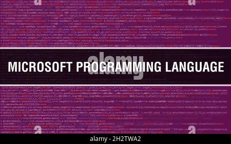 Microsoft programming language with Digital java code text. Microsoft programming language and Computer software coding vector concept. Programming co Stock Photo