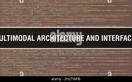 Multimodal Architecture and Interfaces with Digital java code text. Multimodal Architecture and Interfaces and Computer software coding vector concept Stock Photo