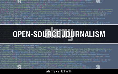 Open-source journalism with Digital java code text. Open-source journalism and Computer software coding vector concept. Programming coding script java Stock Photo