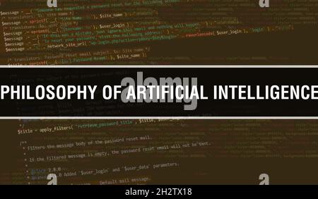 Philosophy of artificial intelligence concept illustration using code for developing programs and app. Philosophy of artificial intelligence website c Stock Photo