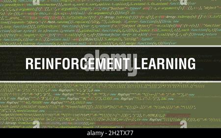 Reinforcement learning with Abstract Technology Binary code Background.Digital binary data and Secure Data Concept. Software Stock Photo